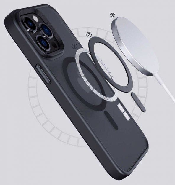 Apple iPhone 14 Pro Kılıf Wireless Şarj Özellikli Zore Hibrit Magsafe Kapak - 2