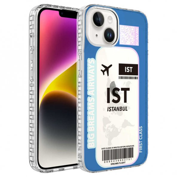 Apple iPhone 14 Kılıf Airbag Kenarlı Renkli Desenli Silikon Zore Elegans Kapak - 5