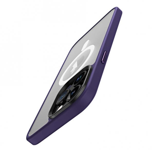 Apple iPhone 14 Pro Kılıf Wireless Şarj Özellikli Zore Hibrit Magsafe Kapak - 9
