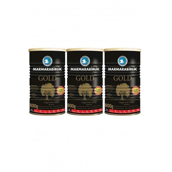 Marmarabirlik Gold Siyah Zeytin 800 Gr 201-230 Xl 3 Adet