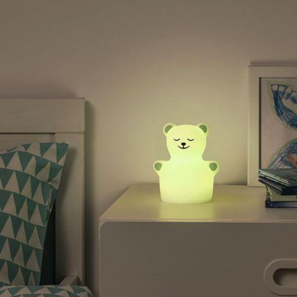 Ayıcık Model Çocuk Masa Lambası MeridyenDukkan Beyaz, LED'li 13x11x9 Cm - 5