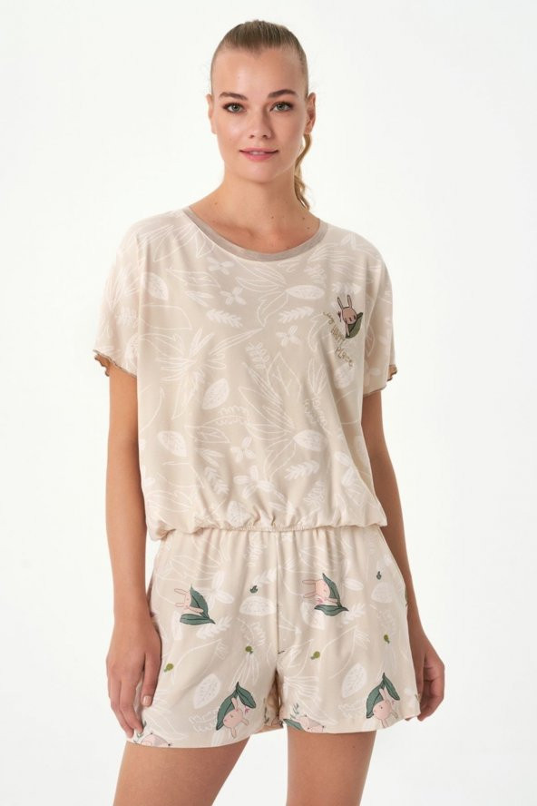 Kısa Kollu Şortlu Pijama Takımı - 2