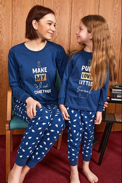 Roly Poly 2995 Pure Love Little Sweet Koyu İndigo Kız Çocuk Uzun Kol Pijama Takım - 2