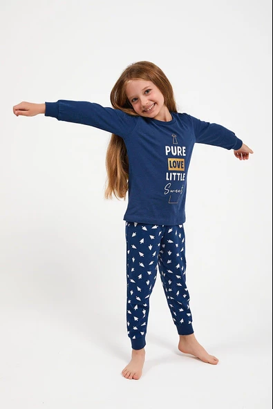 Roly Poly 2995 Pure Love Little Sweet Koyu İndigo Kız Çocuk Uzun Kol Pijama Takım - 4