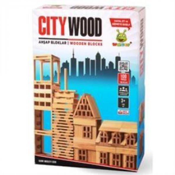 Woodoy City Wood 100 Parça Ahşap Eğitici Bloklar Seti KR101City Wood Hayal Gücü Genişleten Bloklar - 5