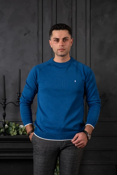 SAN&FA REGULAR FİT BİSİKLET YAKA PAMUKLU ERKEK TRİKO KAZAK - Resim 8