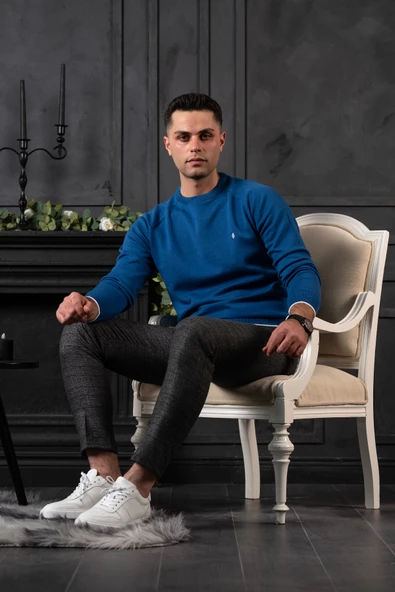 SAN&FA REGULAR FİT BİSİKLET YAKA PAMUKLU ERKEK TRİKO KAZAK - Resim 6