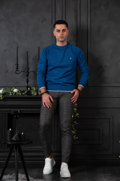 SAN&FA REGULAR FİT BİSİKLET YAKA PAMUKLU ERKEK TRİKO KAZAK - Resim 7