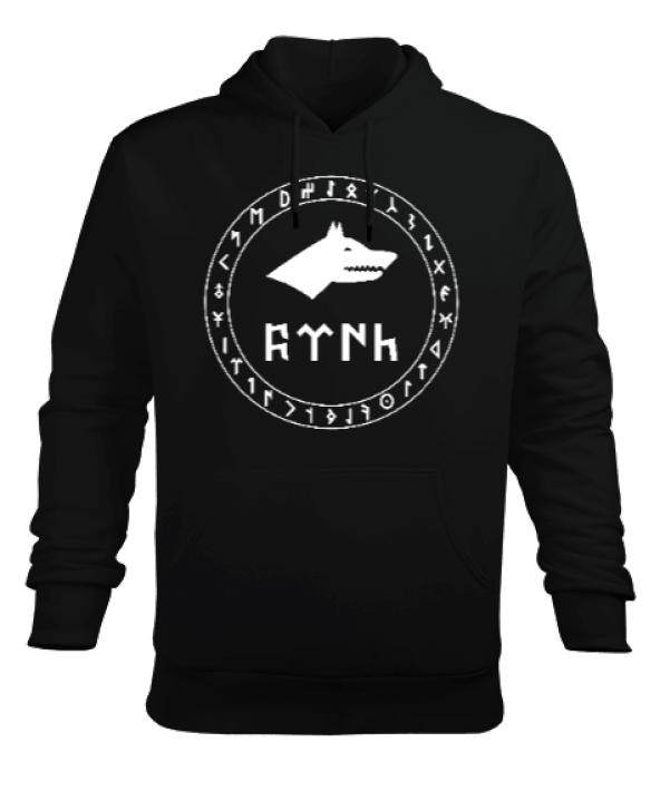 Göktürk,Göktürk logosu,Türkiye. Siyah Erkek Kapüşonlu Hoodie Sweatshirt