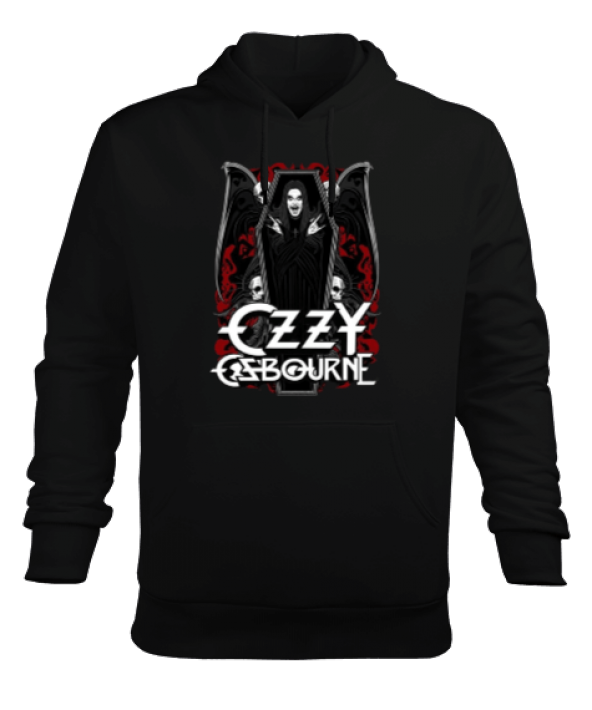 Ozzy Ozbourne Rock Tasarım Baskılı Siyah Erkek Kapüşonlu Hoodie Sweatshirt