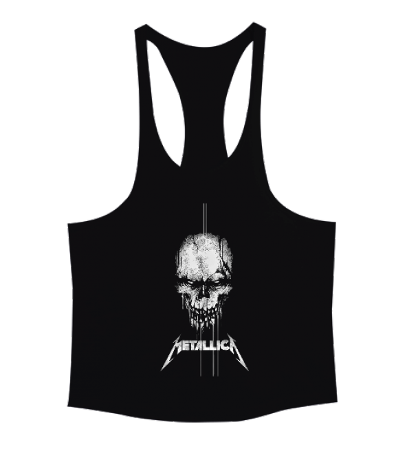 Metallica Rock Tasarım Baskılı Siyah Erkek Tank Top Atlet
