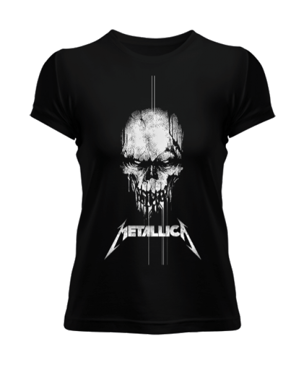 Metallica Rock Tasarım Baskılı Siyah Kadın Tişört