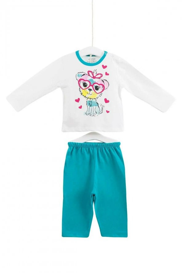 9380 Kız Bebek Sevimli Köpek Pijama Takımı
