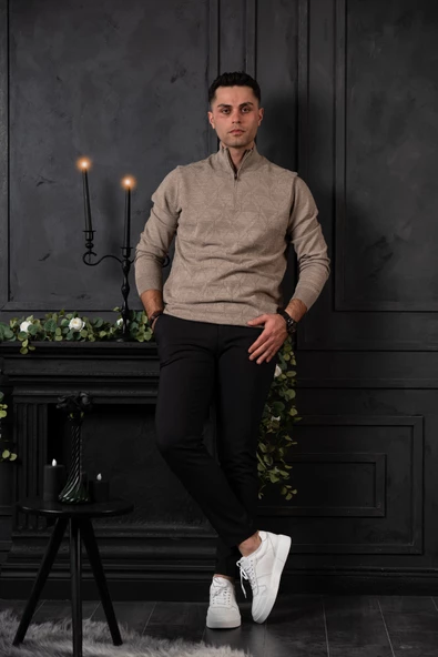 SAN&FA REGULAR FİT YARIM BALIKÇI YÜNLÜ ERKEK TRİKO KAZAK - Resim 10