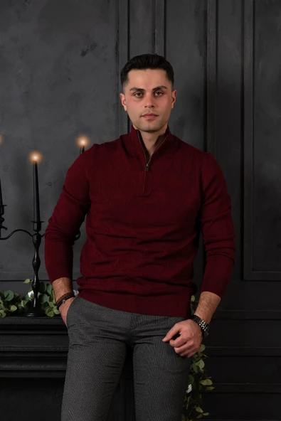 SAN&FA REGULAR FİT YARIM BALIKÇI YÜNLÜ ERKEK TRİKO KAZAK - Resim 6