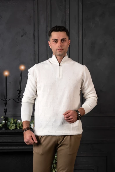 SAN&FA REGULAR FİT YARIM BALIKÇI YÜNLÜ ERKEK TRİKO KAZAK - Resim 3