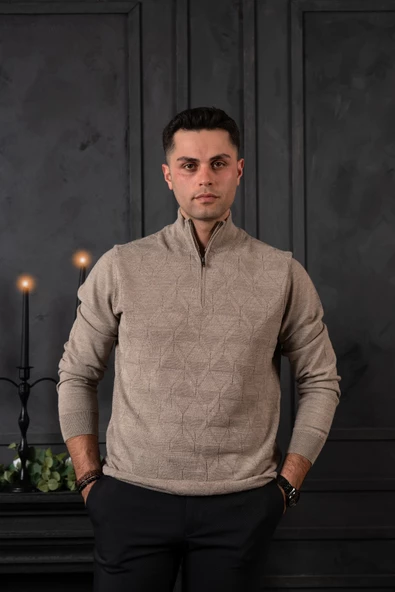 SAN&FA REGULAR FİT YARIM BALIKÇI YÜNLÜ ERKEK TRİKO KAZAK - Resim 11