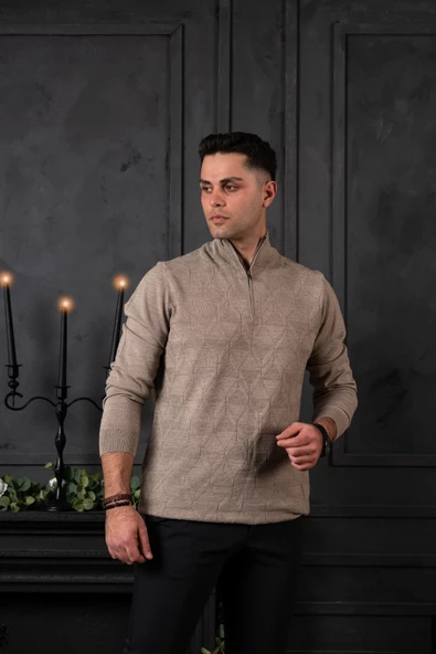 SAN&FA REGULAR FİT YARIM BALIKÇI YÜNLÜ ERKEK TRİKO KAZAK - Resim 12