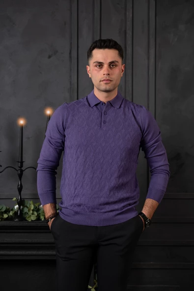 SAN&FA REGULAR FİT POLO YAKA YÜNLÜ ERKEK TRİKO KAZAK - Resim 7