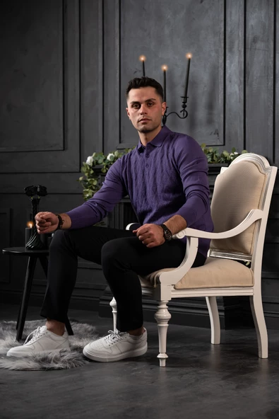 SAN&FA REGULAR FİT POLO YAKA YÜNLÜ ERKEK TRİKO KAZAK - Resim 5