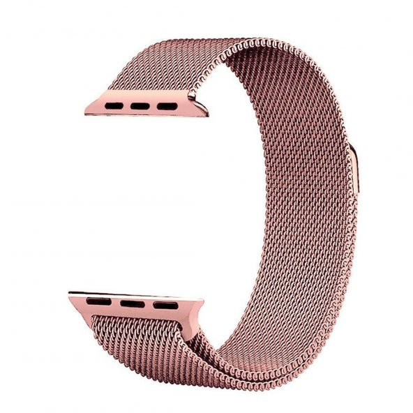 KNY Apple Watch Ultra 49 MM İçin Hasır Desenli Metal Kordon-Kayış Rose Gold