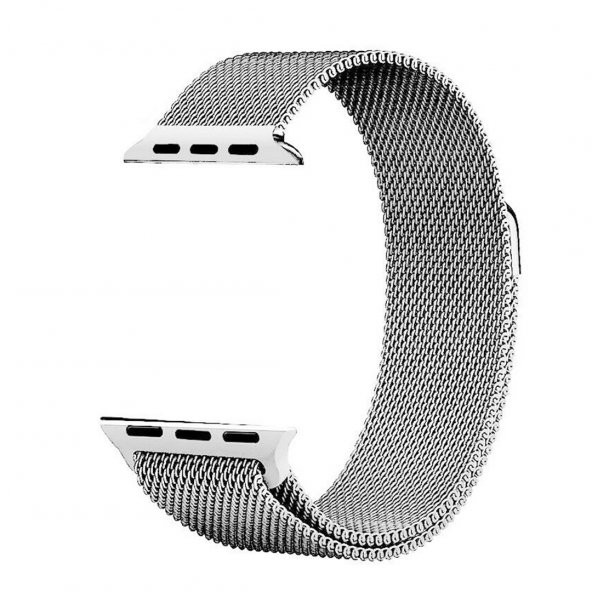 KNY Apple Watch Ultra 49 MM İçin Hasır Desenli Metal Kordon-Kayış Gri