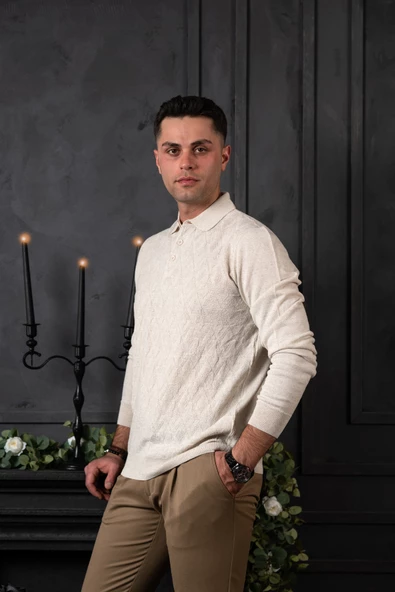 SAN&FA REGULAR FİT POLO YAKA YÜNLÜ ERKEK TRİKO KAZAK - Resim 12