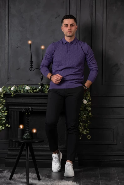 SAN&FA REGULAR FİT POLO YAKA YÜNLÜ ERKEK TRİKO KAZAK - Resim 6