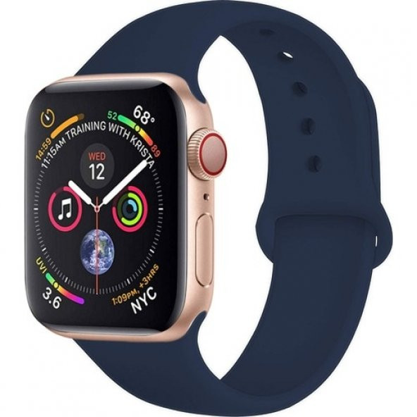 KNY Apple Watch Ultra 49 MM İçin Klasik Renkli Silikon Kordon-Kayış Lacivert