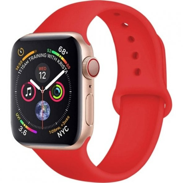 KNY Apple Watch Ultra 49 MM İçin Klasik Renkli Silikon Kordon-Kayış Kırmızı