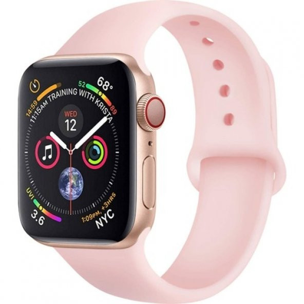 KNY Apple Watch Ultra 49 MM İçin Klasik Renkli Silikon Kordon-Kayış Pembe