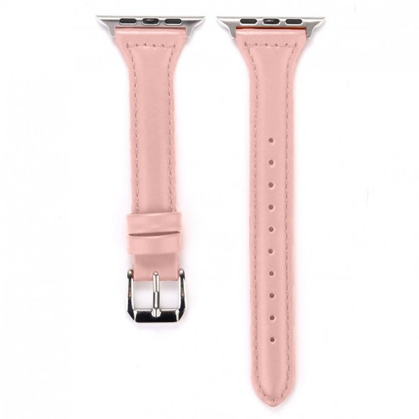 KNY Apple Watch Ultra 49 MM İnce SUni Deri Kordon Pembe