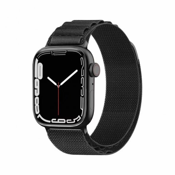 KNY Apple Watch 42 MM İçin Kumaş Desenli Naylon Kayış-Kordon KRD-74 Siyah