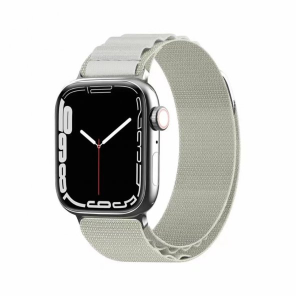 KNY Apple Watch 42 MM İçin Kumaş Desenli Naylon Kayış-Kordon KRD-74 Beyaz