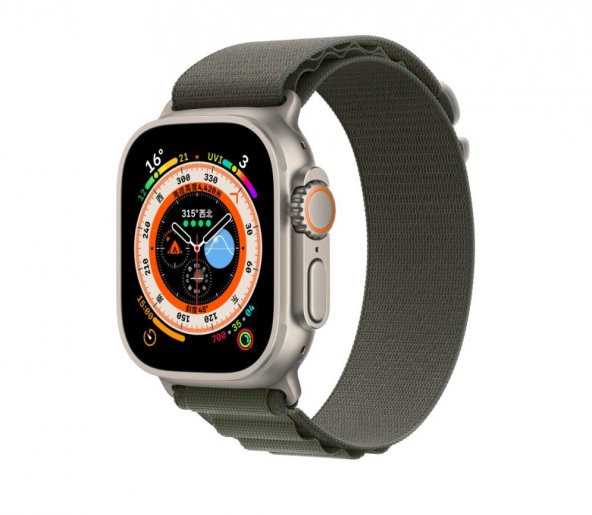 KNY Apple Watch 7 45 MM İçin Kumaş Desenli Naylon Kayış-Kordon KRD-74 Yeşil