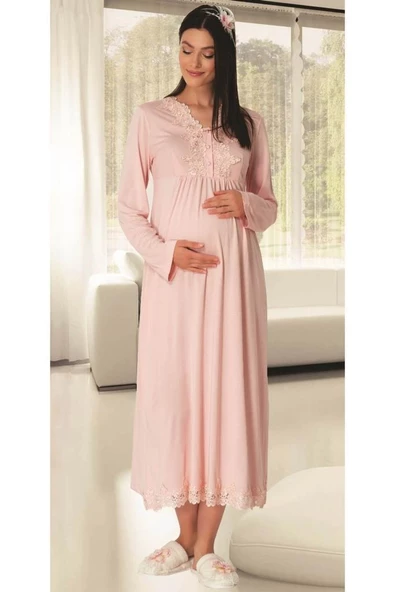 Carpediem L.R. 1518 Bayan Hamile Lohusa Pudra Sabahlık Gecelik - Resim 6