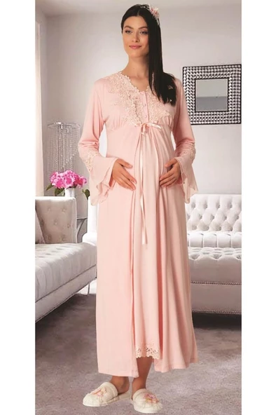 Carpediem L.R. 1518 Bayan Hamile Lohusa Pudra Sabahlık Gecelik - Resim 5