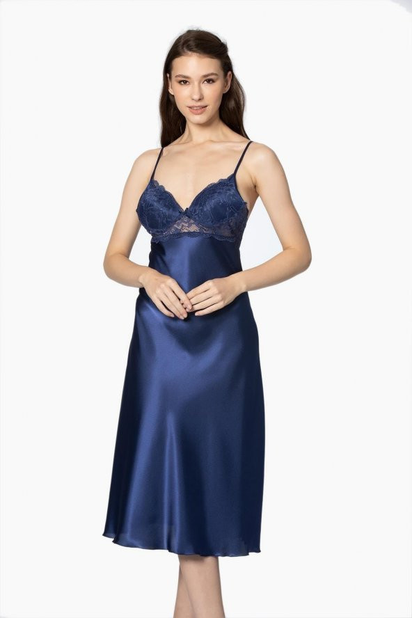 Saten Dantelli Gecelik & Sabahlık Takım - Resim 3