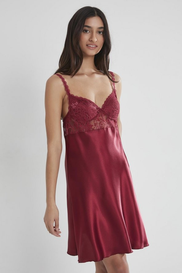 Saten Dantelli Gecelik & Sabahlık Takım - Resim 4