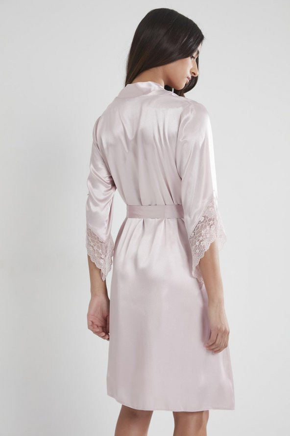 Saten Dantelli Gecelik & Sabahlık Takım - Resim 3