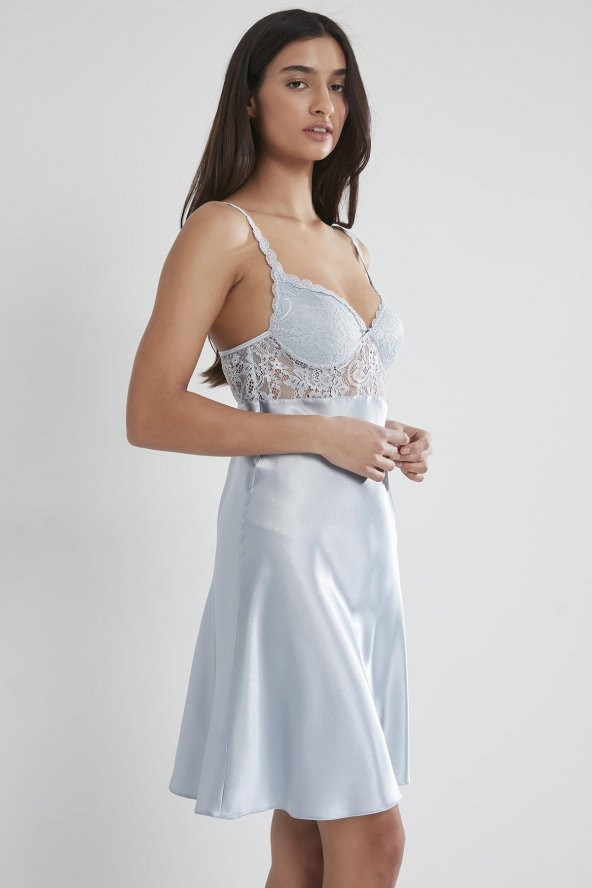 Saten Dantelli Gecelik & Sabahlık Takım - Resim 5