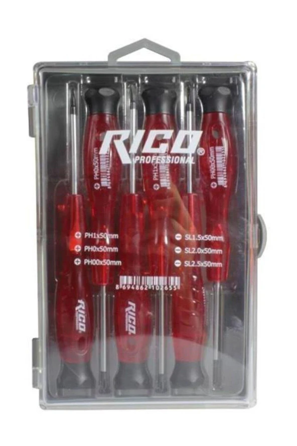 Rico 6 Parça Kraft Klasik Saatçi Küçük Tornavida Seti 3 Düz- 3 Yıldız Uçlu