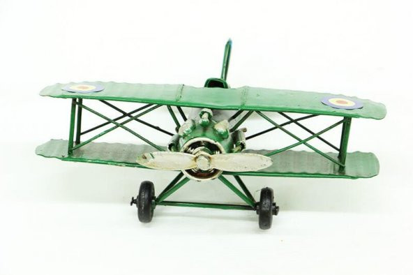 Dekoratif Metal Uçak Çift Kanatlı Dekoratif Biblo Hediyelik - Resim 5