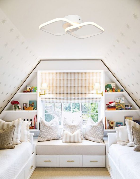 TT Aydınlatma TT405-2-BY Mat Beyaz 2'li Kare LED Avize - Beyaz Işık - 2