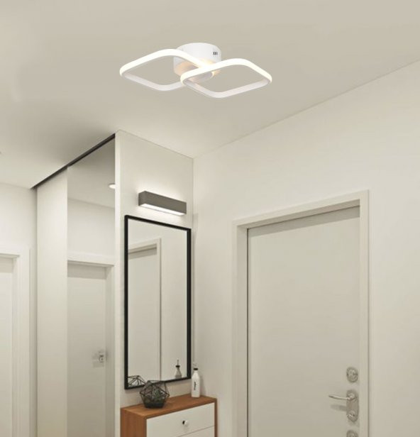 TT Aydınlatma TT405-2-BY Mat Beyaz 2'li Kare LED Avize - Beyaz Işık - 3