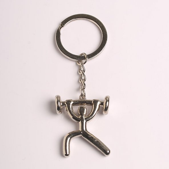 HALTERCİ FİGÜRLÜ ÇELİK METAL RENKLİ ANAHTARLIK/MDL-244 ürün görseli 1