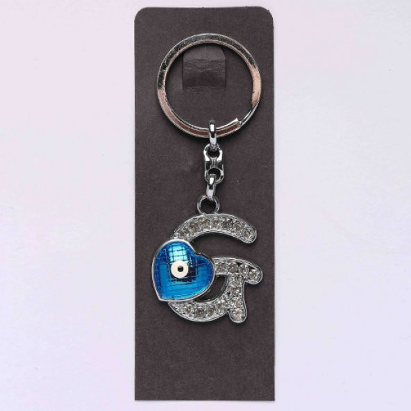 NAZAR BONCUKLU KROM VE TAŞLI HARF ANAHTARLIK/MDL-282 ürün görseli 1