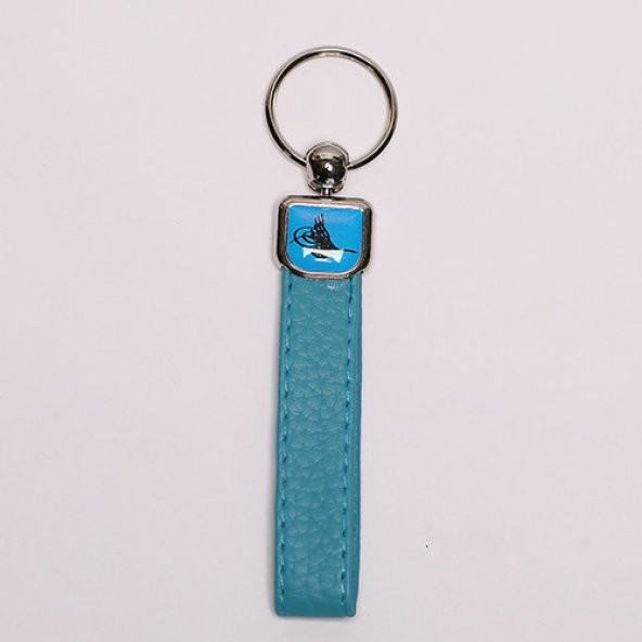 AÇIK MAVİ DERİ SAPLI ÇELİK ANAHTARLIK/MDL-369 ürün görseli 1