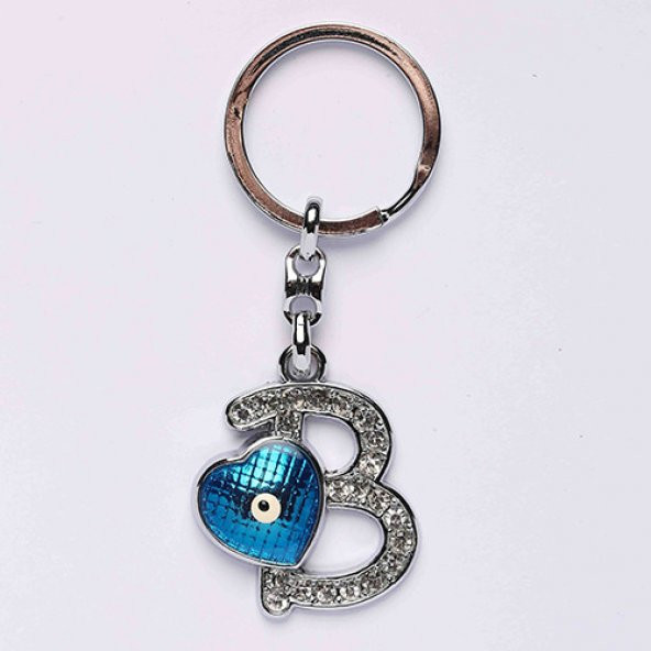 NAZAR BONCUKLU KROM VE TAŞLI HARF ANAHTARLIK/MDL-463 ürün görseli 1