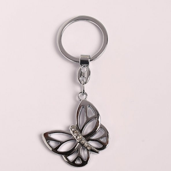 TAŞLI KELEBEK TASARIMLI ÇELİK ANAHTARLIK/MDL-527 ürün görseli 1